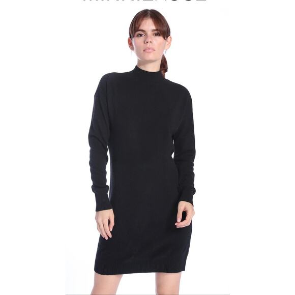 Minnie Rose Cashmere Mock Neck Mini Dress 83102-00 BLACK XS XSmall NEW NWT - Picture 1 of 6